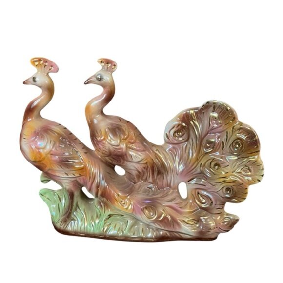 Vintage Midcentury Large 16 Ceramic Peacock Figurine Table Italy Bird Kitsch - Picture 1 of 5